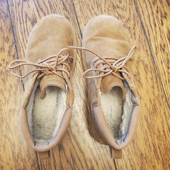 Men's Koolaburra by UGG Leather Beige Boots, Shoelace Tie, Size 8, Great Con! - Picture 2 of 7